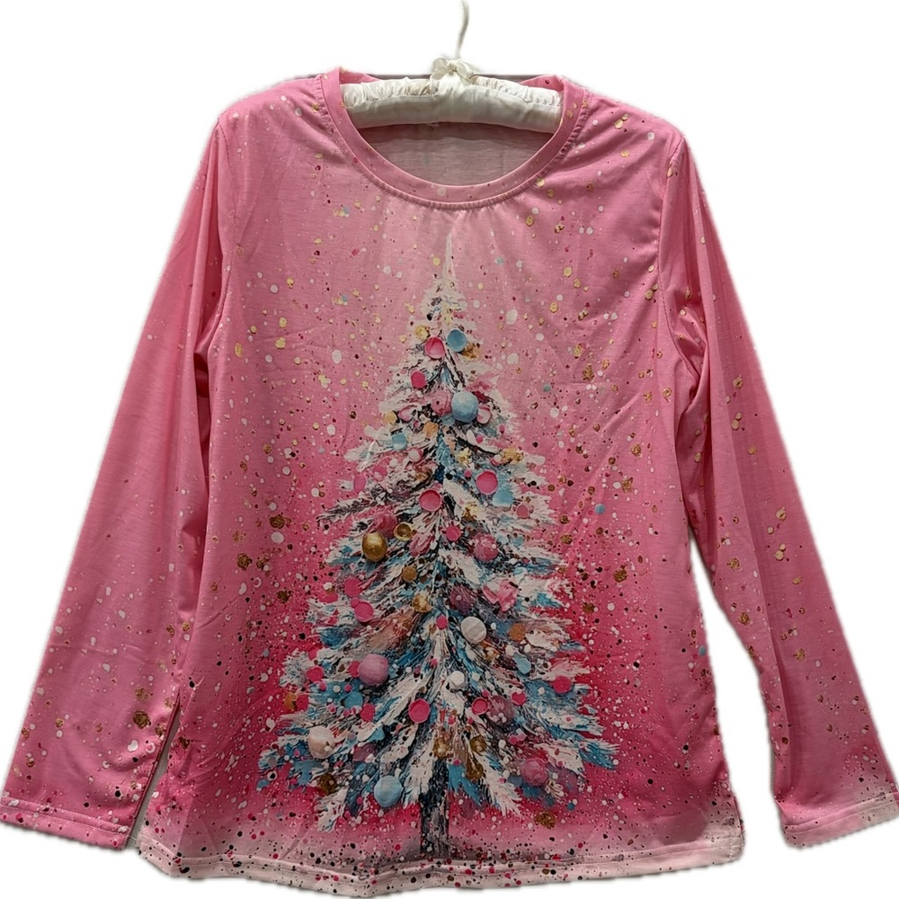 Pink Christmas Tree Women’s Holiday Shirt
